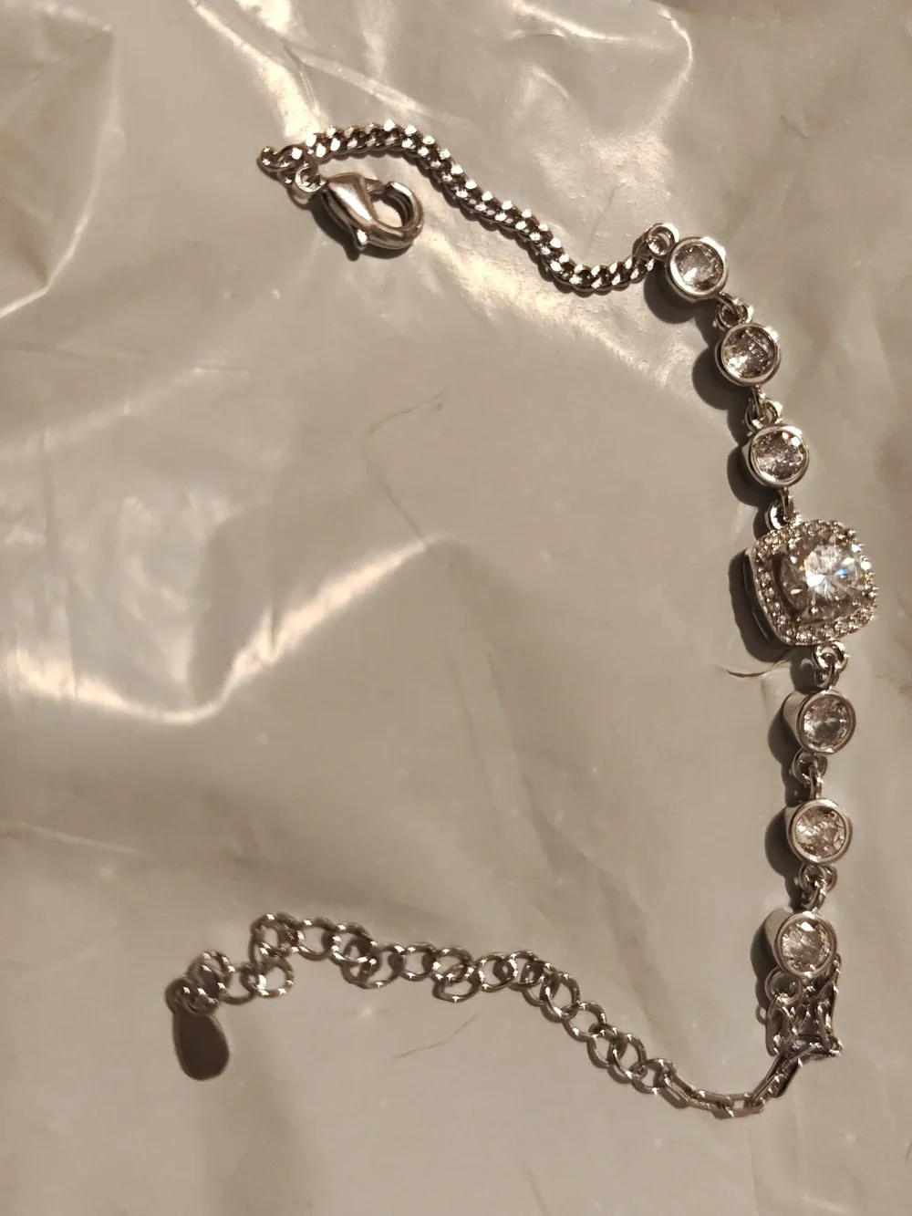GIA Certified Moissanite Sterling Silver  Tone Crystal Halo Bracelet